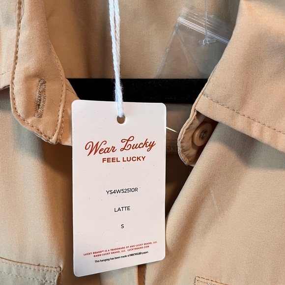 NWT Lucky Brand Short sleeve utility shirt dress tan Sz S - Picture 6 of 7